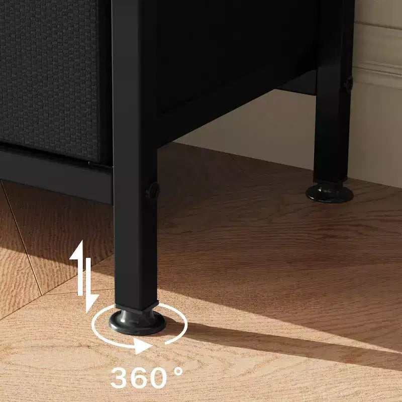 Meuble TV avec 2 tiroirs en tissu et étagère ouverte | Noir / Gris / Rétro | Convient aux téléviseurs de 32 à 50 pouces | Assemblage à 2 personnes
