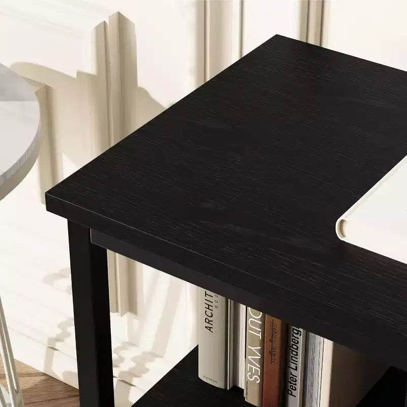 Meuble TV avec 2 tiroirs en tissu et étagère ouverte | Noir / Gris / Rétro | Convient aux téléviseurs de 32 à 50 pouces | Assemblage à 2 personnes