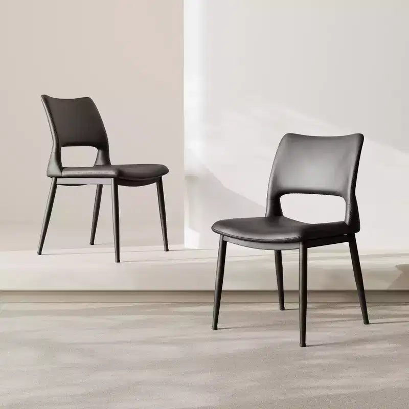 Chaises de salle à manger modernes en similicuir noir, lot de 2