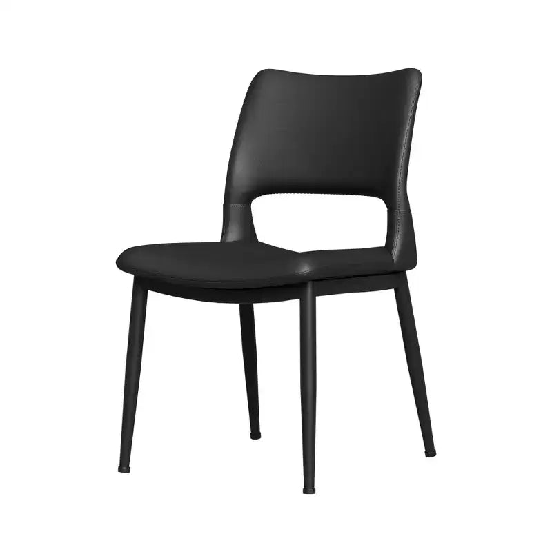 Chaises de salle à manger modernes en similicuir noir, lot de 2