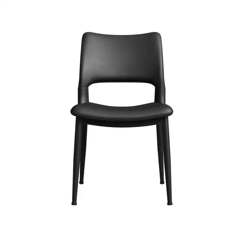 Chaises de salle à manger modernes en similicuir noir, lot de 2