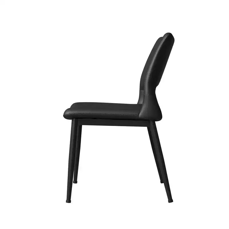 Chaises de salle à manger modernes en similicuir noir, lot de 2