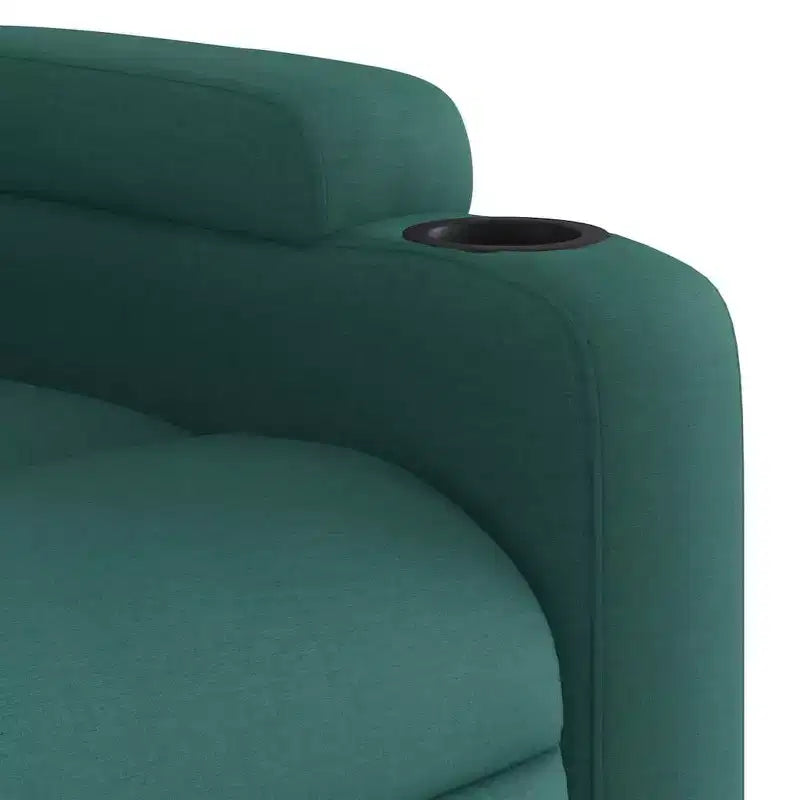 Fauteuil inclinable de massage en tissu vert foncé – Inclinaison manuelle, Vibration USB, 1 place