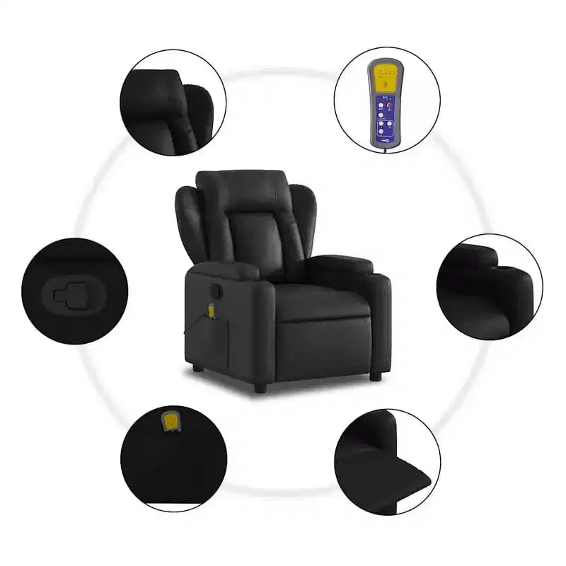 Fauteuil inclinable de massage en tissu vert foncé – Inclinaison manuelle, Vibration USB, 1 place