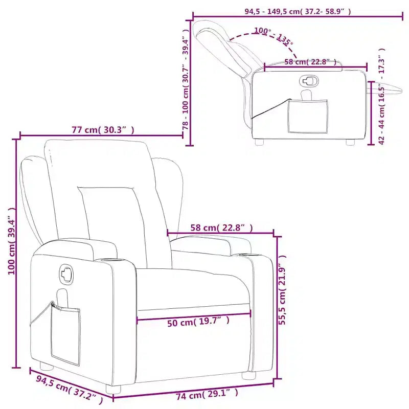 Fauteuil inclinable de massage en similicuir gris – Simple