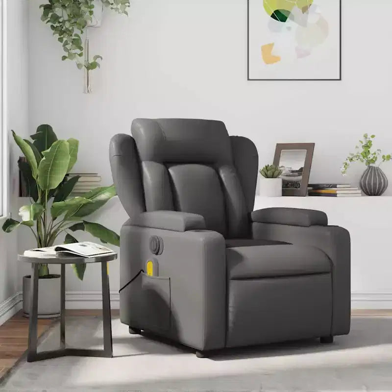 Fauteuil inclinable de massage en similicuir gris – Simple