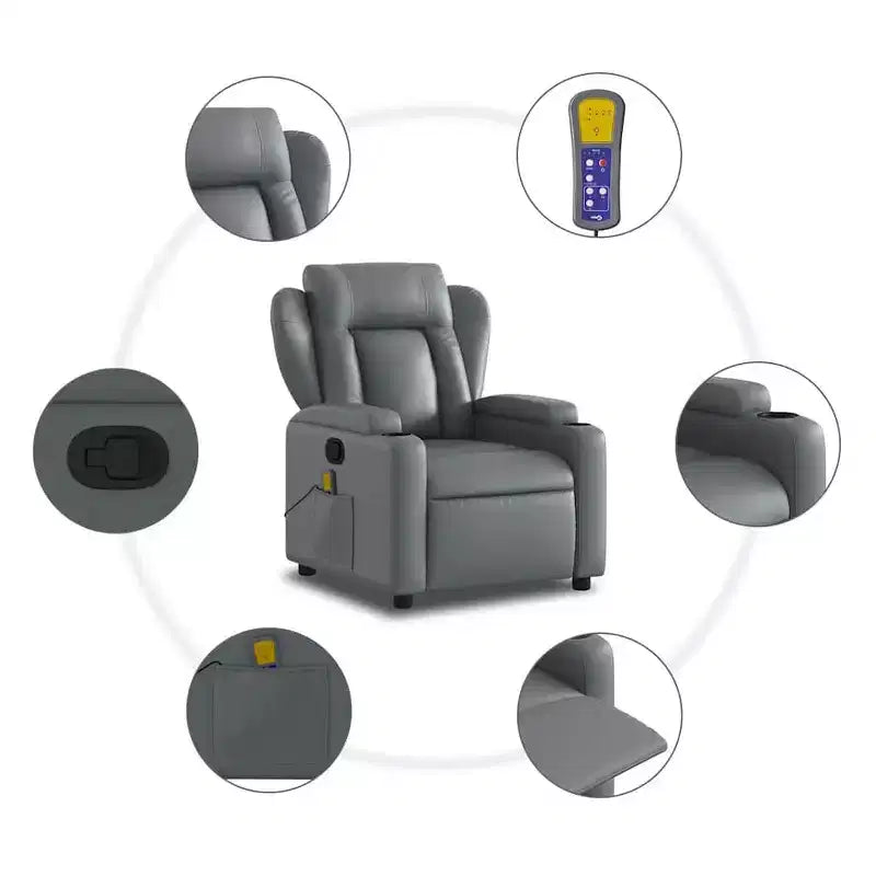 Fauteuil inclinable de massage en similicuir gris – Simple