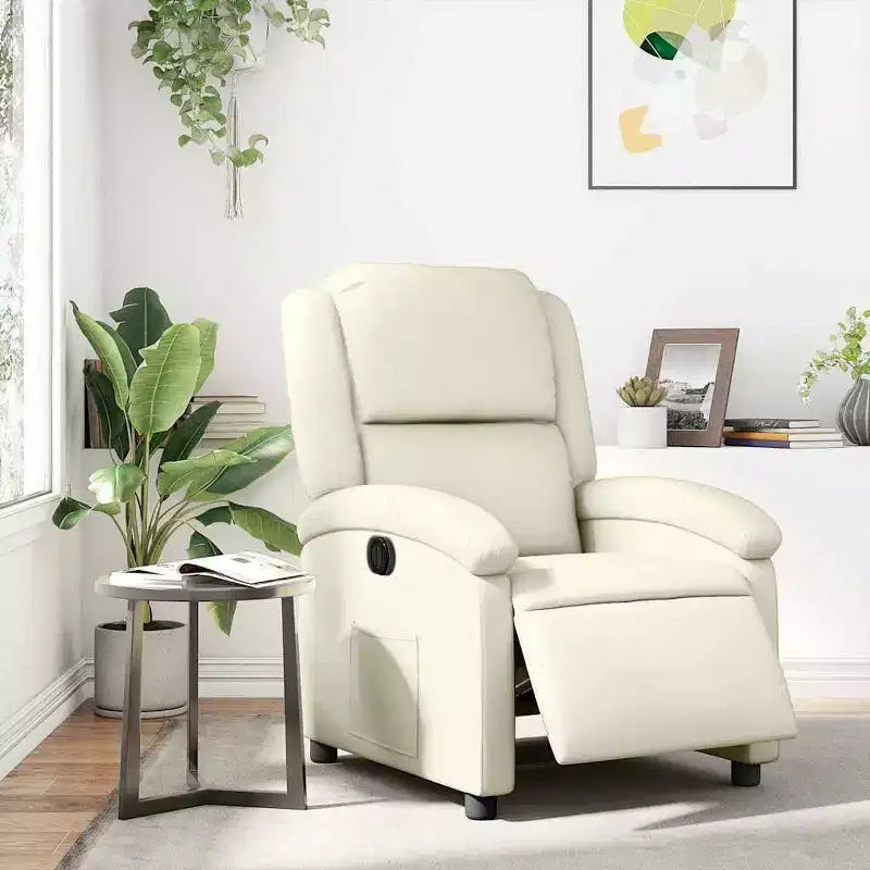 Fauteuil inclinable électrique en similicuir crème, une place