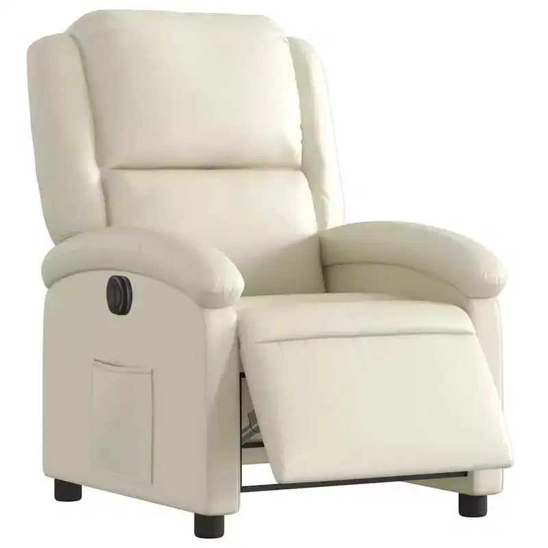 Fauteuil inclinable électrique en similicuir crème, une place