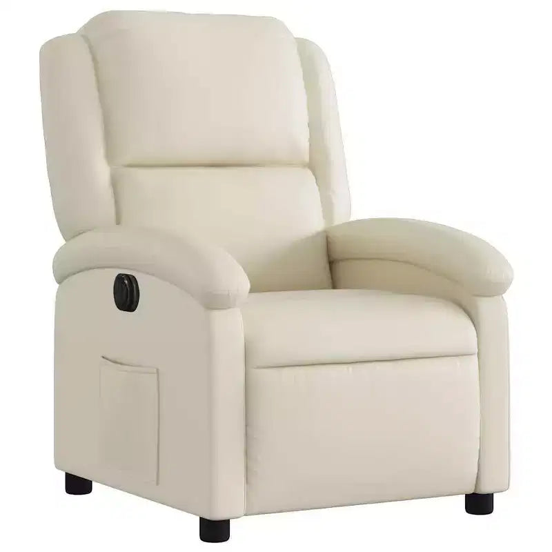 Fauteuil inclinable électrique en similicuir crème, une place