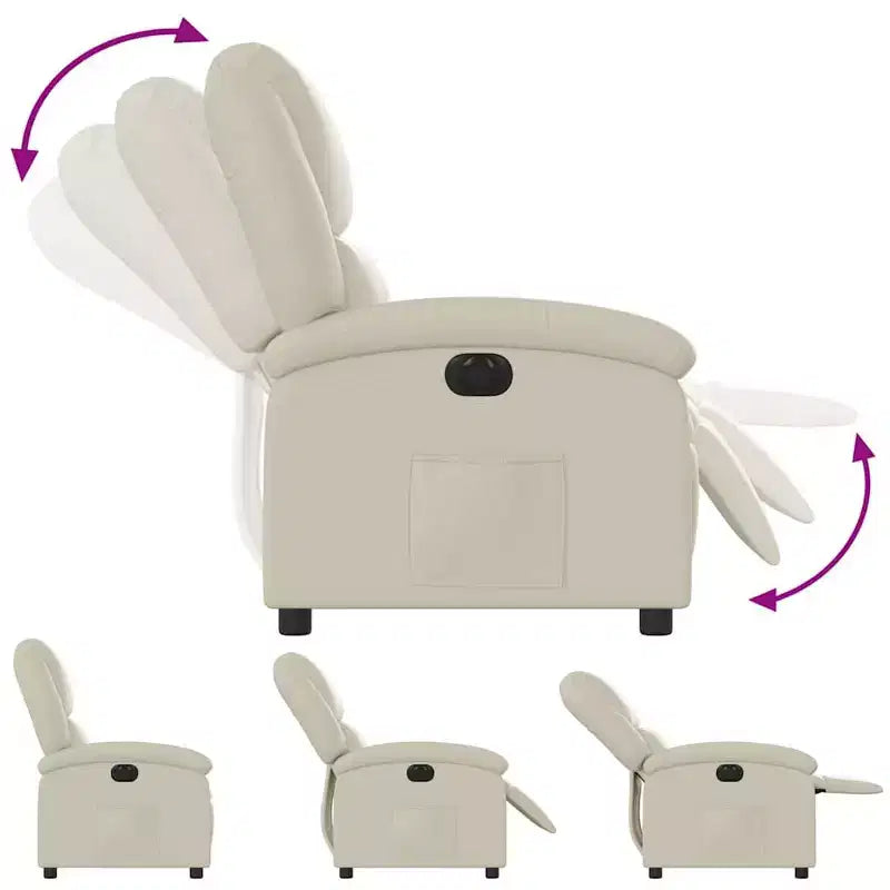 Fauteuil inclinable électrique en similicuir crème, une place