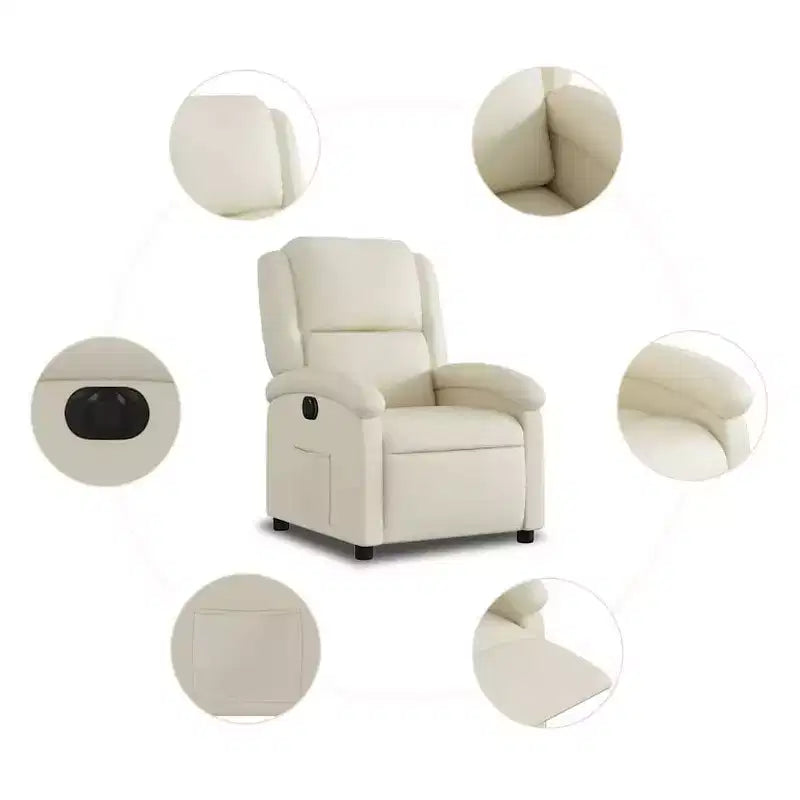 Fauteuil inclinable électrique en similicuir crème, une place