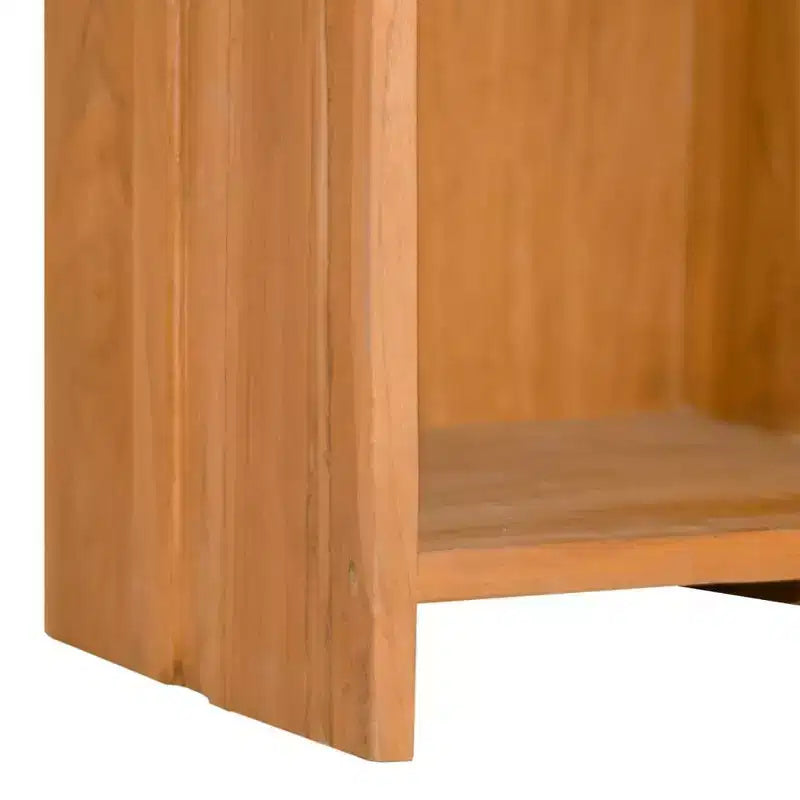 Étagère à livres 4 niveaux en bois de teck massif marron, style rétro, assemblage par 2 personnes, 30 × 30 × 110 cm