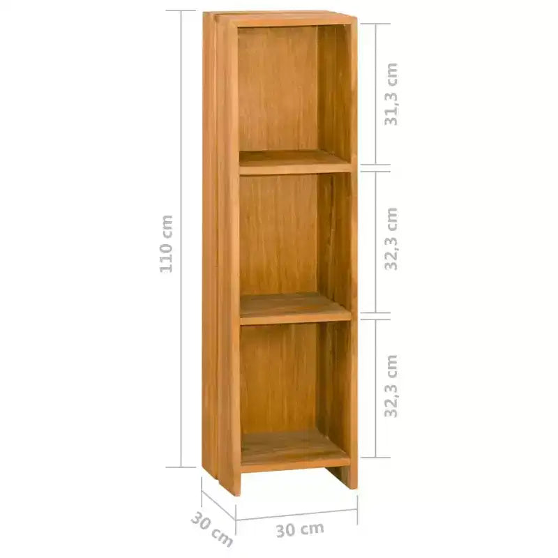 Étagère à livres 4 niveaux en bois de teck massif marron, style rétro, assemblage par 2 personnes, 30 × 30 × 110 cm