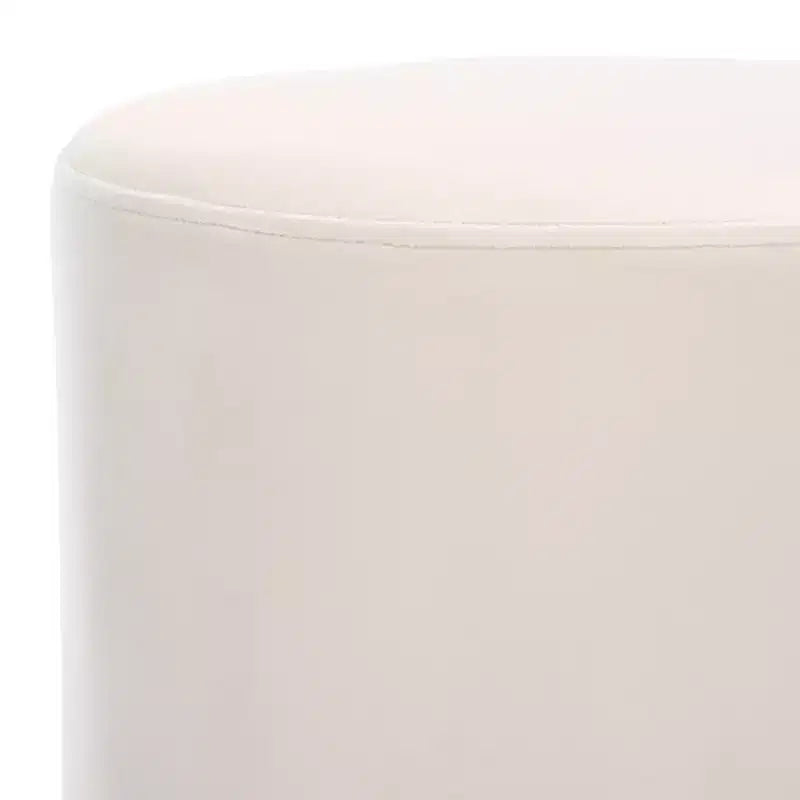Ottoman rond en velours, coloris ivoire et rouille, avec pompon, 1 place