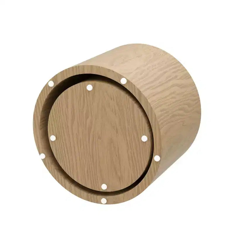 Tables d'appoint gigognes cylindriques effet bois, lot de 2 – Crème / Noir mat / Chêne / Noyer / Blanc