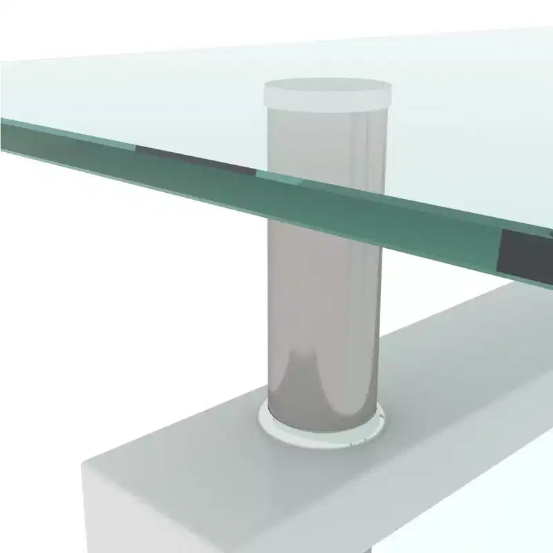 Table basse rectangulaire en verre à 2 niveaux – Noir / Chêne / Blanc cassé / Noyer / Blanc, 1 place