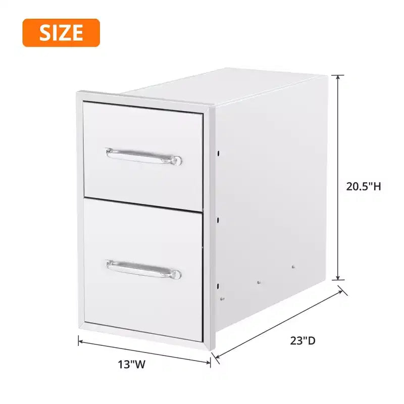 Meuble d'extérieur de cuisine en acier inoxydable argenté – 3 tiroirs et 3 portes avec porte-serviettes en papier, montage affleurant, pour îlot de barbecue 1 station