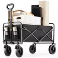 Collapsible Folding Wagon Cart with All-Terrain Wheels Heavy Duty Utility Cart for Camping and Shopping 330lbs Capacity(Large-Black)