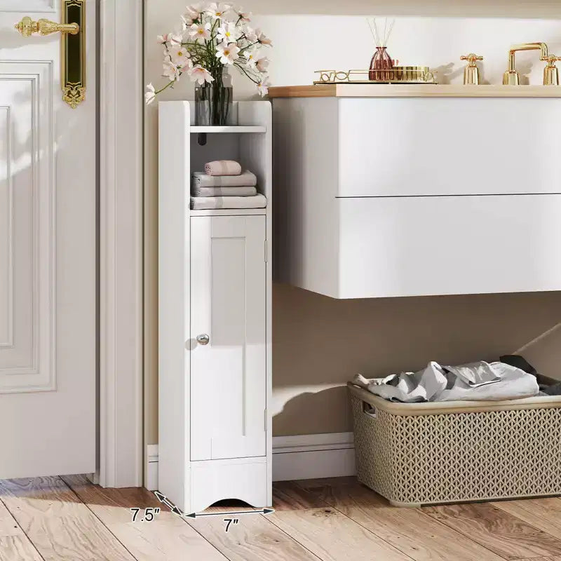 Meuble de rangement de salle de bain autoportant à 5 niveaux noir/gris/blanc avec porte – Pour 1