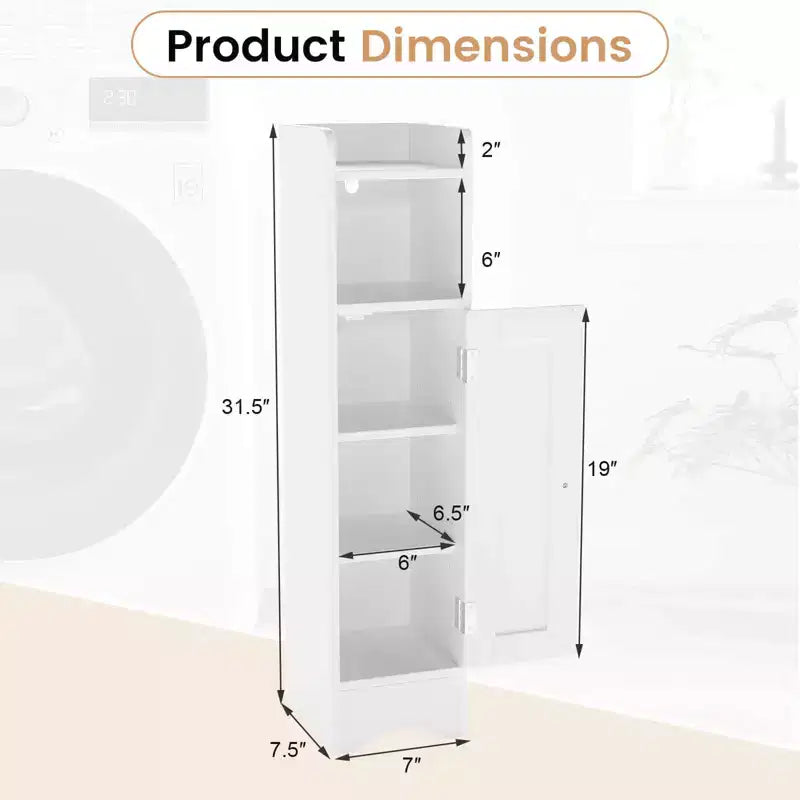 Meuble de rangement de salle de bain autoportant à 5 niveaux noir/gris/blanc avec porte – Pour 1