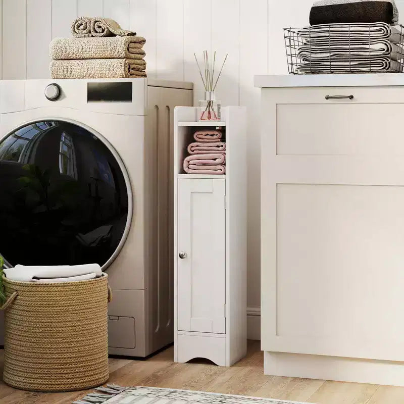 Meuble de rangement de salle de bain autoportant à 5 niveaux noir/gris/blanc avec porte – Pour 1