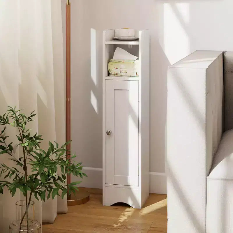 Meuble de rangement de salle de bain autoportant à 5 niveaux noir/gris/blanc avec porte – Pour 1