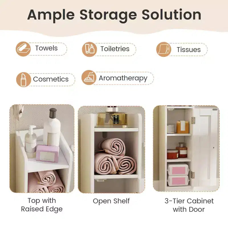 Meuble de rangement de salle de bain autoportant à 5 niveaux noir/gris/blanc avec porte – Pour 1