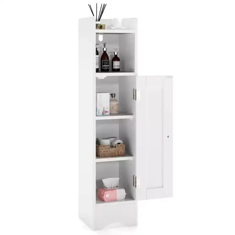 Meuble de rangement de salle de bain autoportant à 5 niveaux noir/gris/blanc avec porte – Pour 1