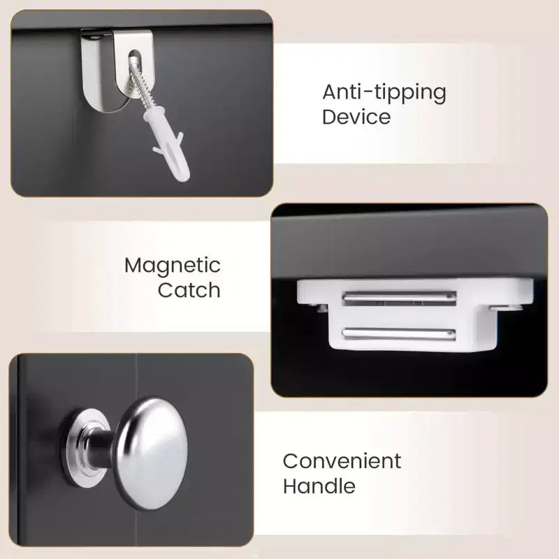 Meuble de rangement de salle de bain autoportant à 5 niveaux noir/gris/blanc avec porte – Pour 1
