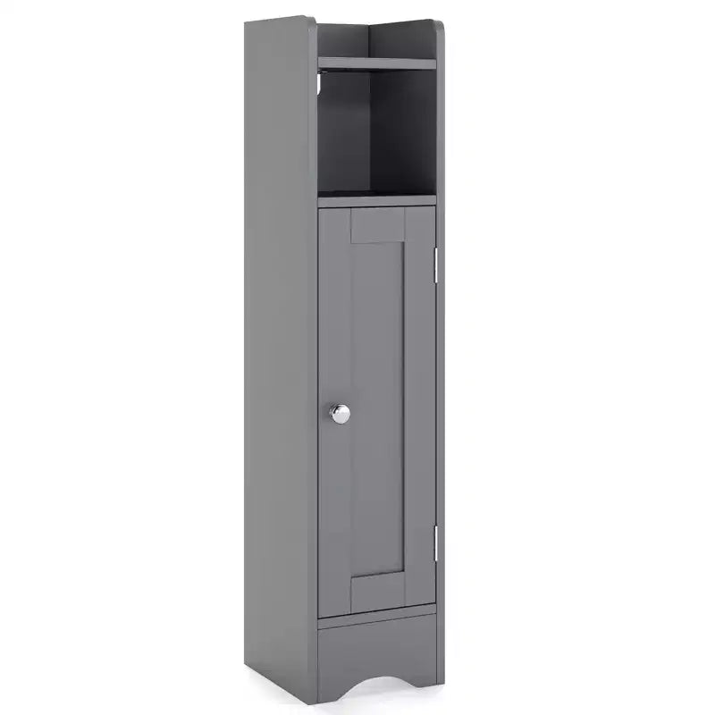 Meuble de rangement de salle de bain autoportant à 5 niveaux noir/gris/blanc avec porte – Pour 1