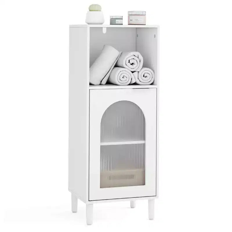 Meuble bas de salle de bain blanc/noir/gris/naturel avec étagère réglable – 1 unité