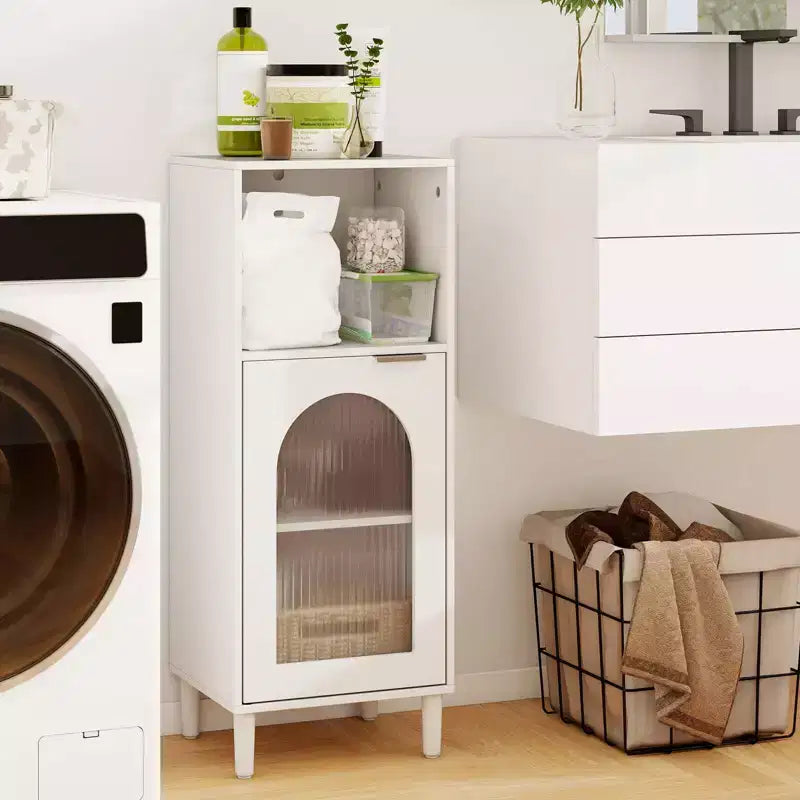 Meuble bas de salle de bain blanc/noir/gris/naturel avec étagère réglable – 1 unité