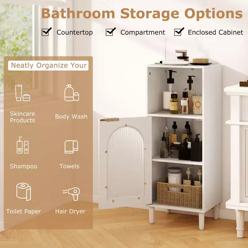 Meuble bas de salle de bain blanc/noir/gris/naturel avec étagère réglable – 1 unité