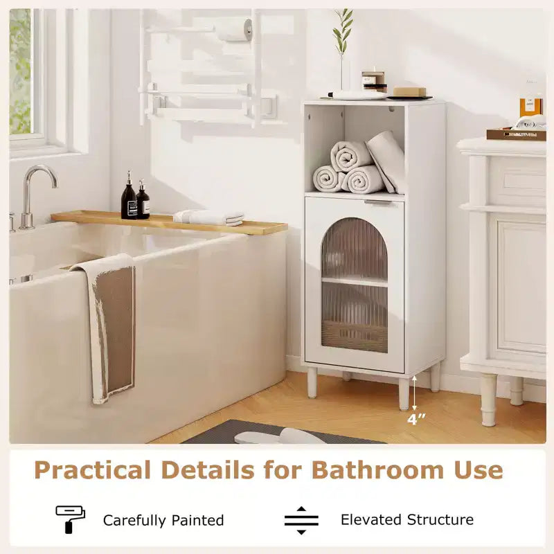Meuble bas de salle de bain blanc/noir/gris/naturel avec étagère réglable – 1 unité