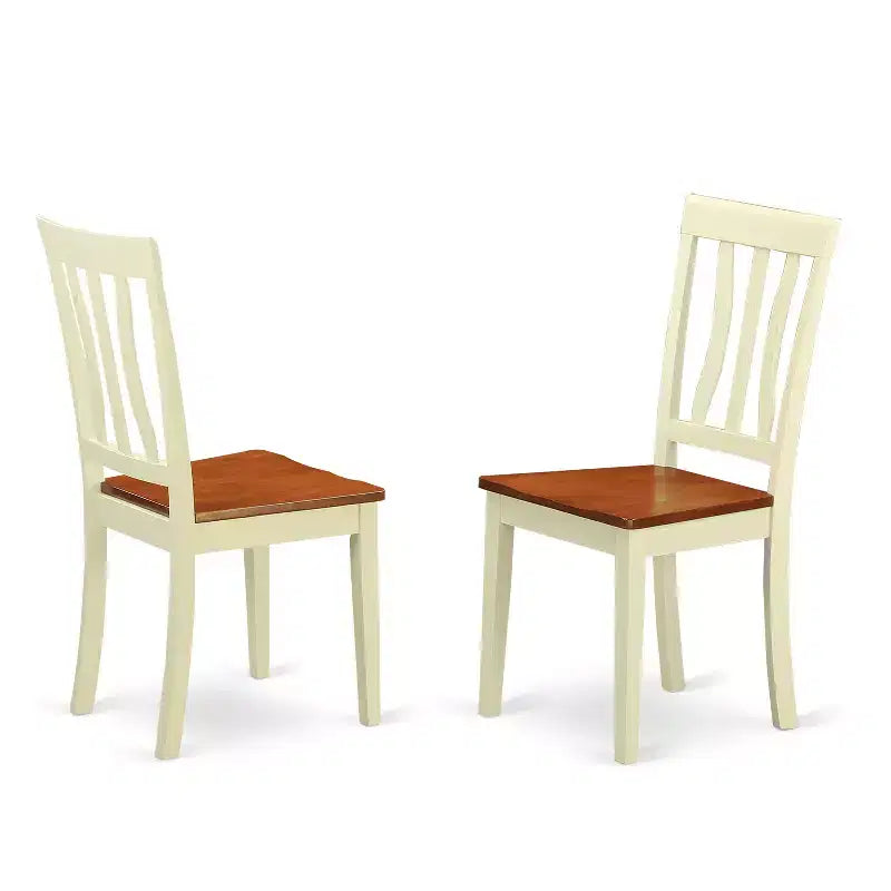 Ensemble de salle à manger rond 3 pièces en cerisier et blanc cassé, 2 places