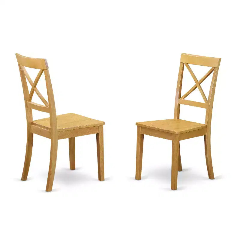 Ensemble de salle à manger 5 pièces avec piédestal rond – Chaises à dossier en X, chêne, 4 places