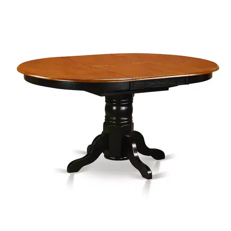 Ensemble de salle à manger ovale extensible noir et cerisier, 4 places, 5 pièces