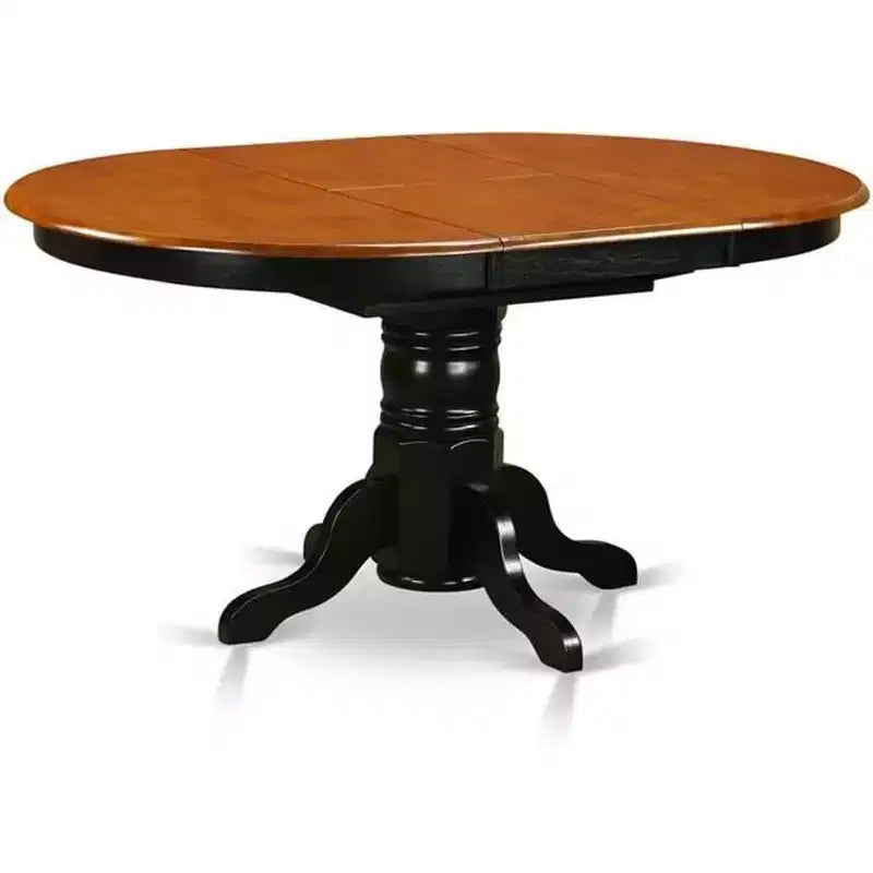 Ensemble de salle à manger ovale extensible noir et cerisier, 4 places, 5 pièces