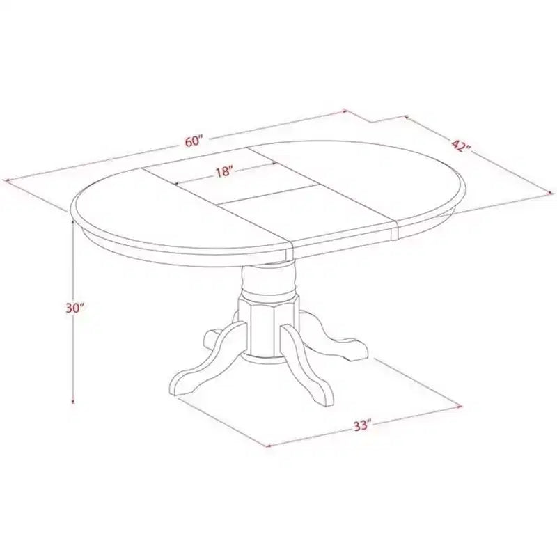Ensemble de salle à manger ovale extensible noir et cerisier, 4 places, 5 pièces