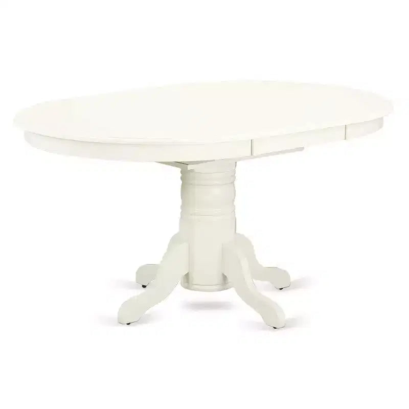 Ensemble de salle à manger ovale extensible blanc lin, chaises Parson rembourrées, 6 places, 7 pièces