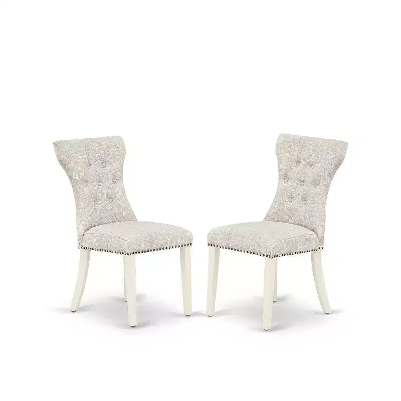 Ensemble de salle à manger ovale extensible blanc lin, chaises Parson rembourrées, 6 places, 7 pièces