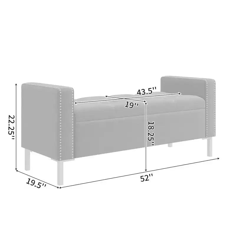 Pouf de rangement capitonné à accoudoirs carrés bleu foncé/gris/bleu clair – Monoplace