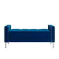 Pouf de rangement capitonné à accoudoirs carrés bleu foncé/gris/bleu clair – Monoplace