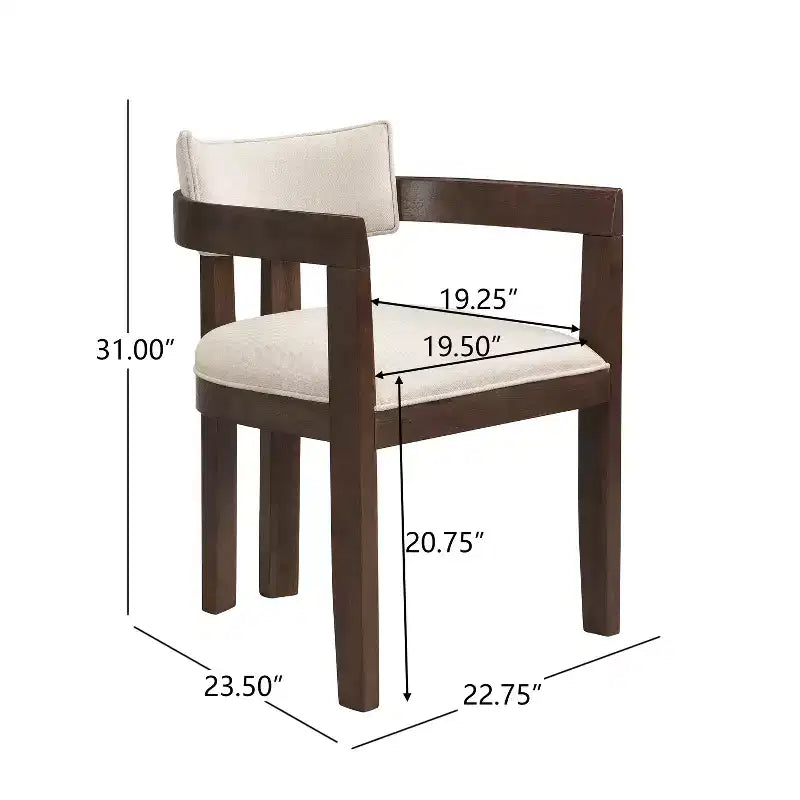 Ensemble de salle à manger rectangulaire 7 pièces, style contemporain, 6 places, chaises de salle à manger capitonnées avec accoudoirs