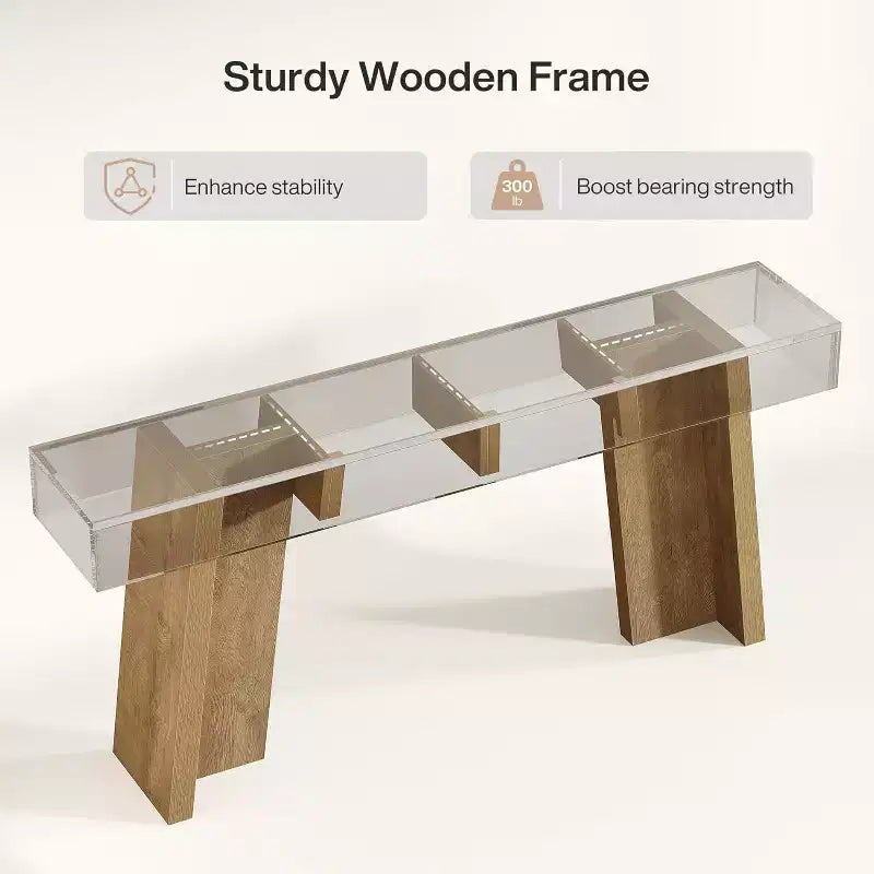 Console étroite en bois marron, style rustique, 1 place/capacité