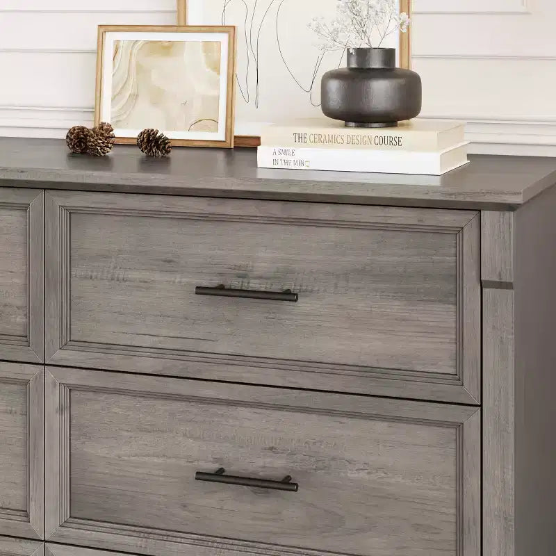 Commode rustique marron à 6 tiroirs, 120 cm de large – Utilisation individuelle