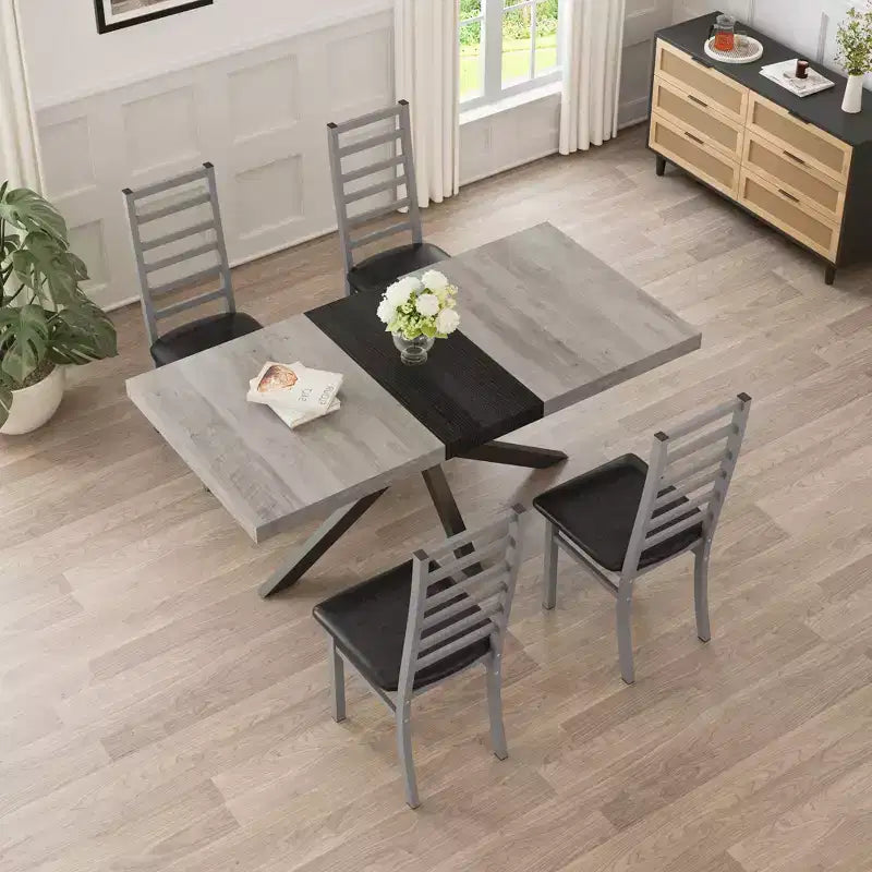 Chaises de salle à manger sans accoudoirs à dossier haut en similicuir gris (lot de 4)