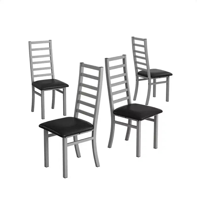 Chaises de salle à manger sans accoudoirs à dossier haut en similicuir gris (lot de 4)