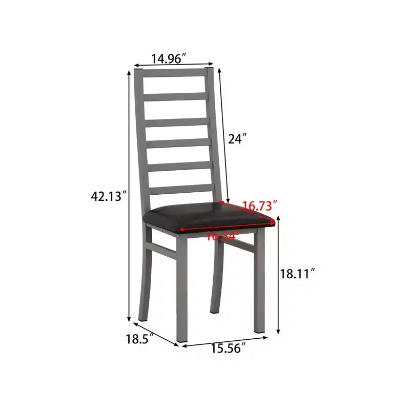Chaises de salle à manger sans accoudoirs à dossier haut en similicuir gris (lot de 4)